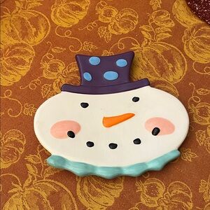 Colorful Snowman Ceramic serving plate